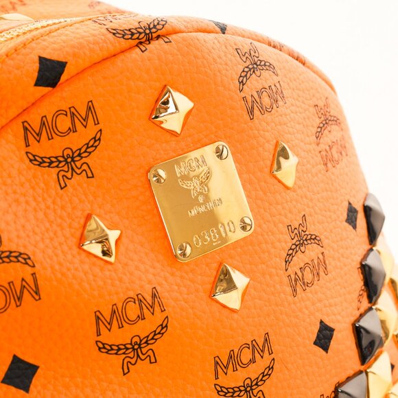 MCM Stark Metal Studs Orange Monogram Backpack - Picture 11 of 15